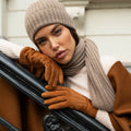 Silvia (cognac) - Italian suede leather gloves with luxurious cashmere lining 10