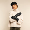 Skylar (black) – Extra-long sheepskin leather gloves with wool/cashmere lining & touchscreen capability 5