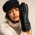 Skylar (black) – Extra-long sheepskin leather gloves with wool/cashmere lining & touchscreen capability 8