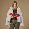 Skylar (red) – Extra-long sheepskin leather gloves with wool/cashmere lining & touchscreen capability 4