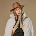 Skylar (taupe) – Extra-long sheepskin leather gloves with wool/cashmere lining & touchscreen capability 6