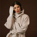 Sofia (white) - Italian lambskin leather gloves with silk lining 8