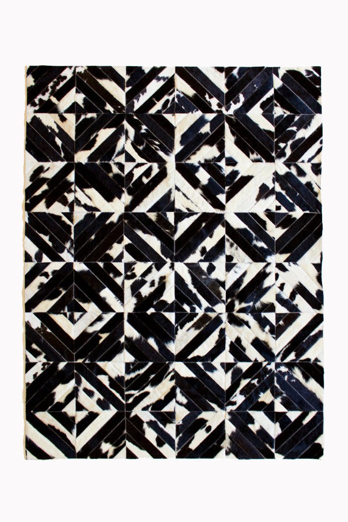 Squares – Black and White Patagonian Cowhide Rug – view 2