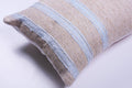 Pale Blue Striped Raw Linen Pillow 3
