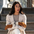 Sydney (camel) – Suede leather gloves with luxurious sheep fur lining 7