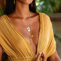 Vibrationally High Gold Citrine Evil Eye Double Pointer Necklace 2