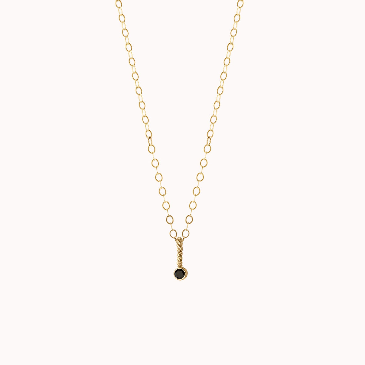Tiny Lou Birthstone Charm Necklace • Black Onyx