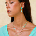Peaceful Mindset Turquoise Evil Eye & Hamsa Gold Earrings 4
