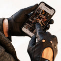Umberto (black) - Italian lambskin leather driving gloves & touchscreen feature 3