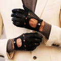 Umberto (black) - Italian lambskin leather driving gloves & touchscreen feature 4