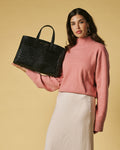 Valentina (black) - Italian calf leather women's handbag (with shoulder strap) 5