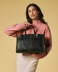 Valentina (black) - Italian calf leather women's handbag (with shoulder strap) 9