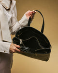 Valentina (black) - Italian calf leather women's handbag (with shoulder strap) 6
