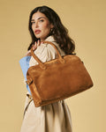 Viviana (cognac) - Italian suede leather women’s handbag 1
