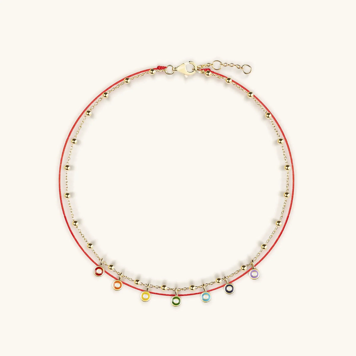 Divine Alignment Red String Enamel Chakra Evil Eye Anklet