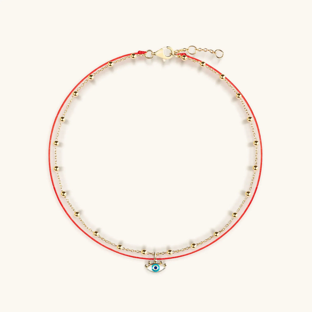 Watchful Gaze Evil Eye Red String Anklet