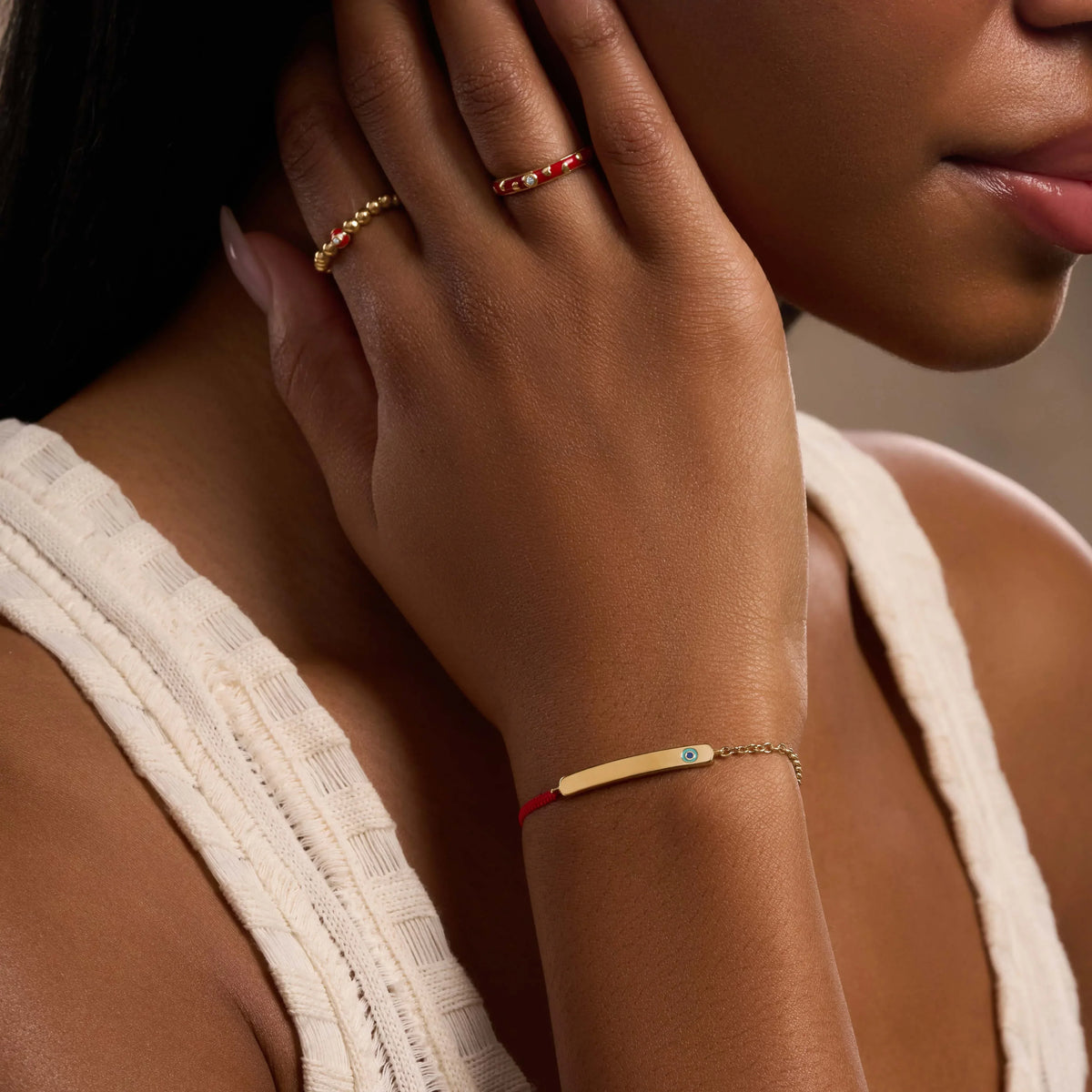 Spiritual Vigilance Evil Eye Red String Engravable Bracelet