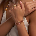 Abundant Grace Multi-Stone Evil Eye Gold Wrap Bracelet 2