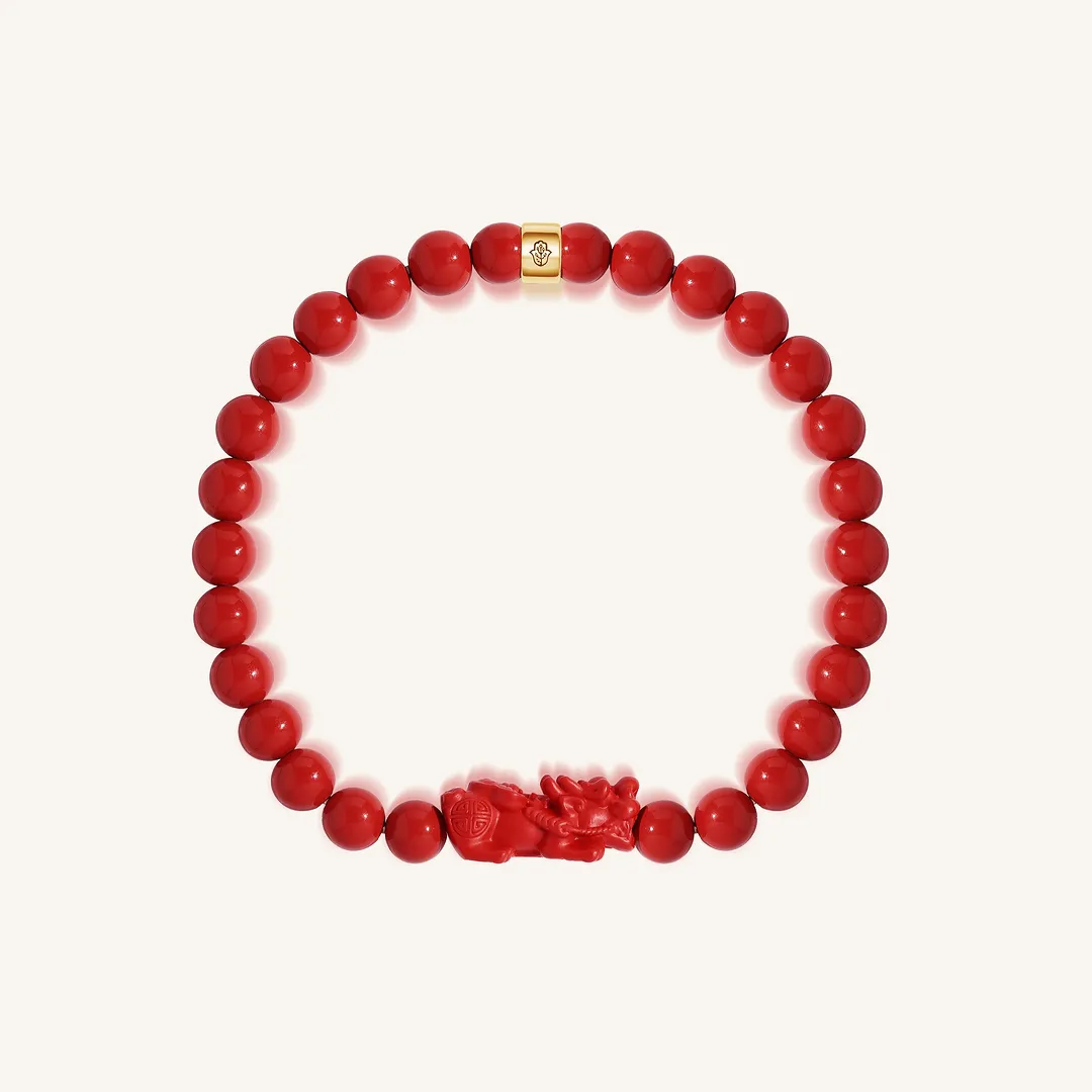 Crimson Fortune Cinnabar Dragon Feng Shui Bracelet