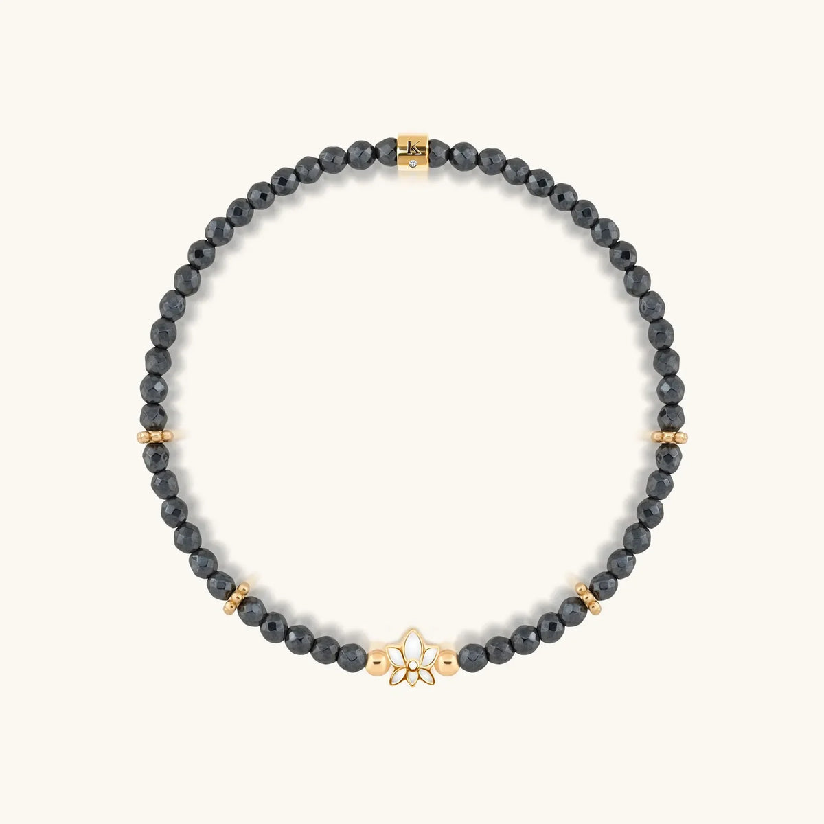 Graceful Resilience Hematite Lotus Bracelet