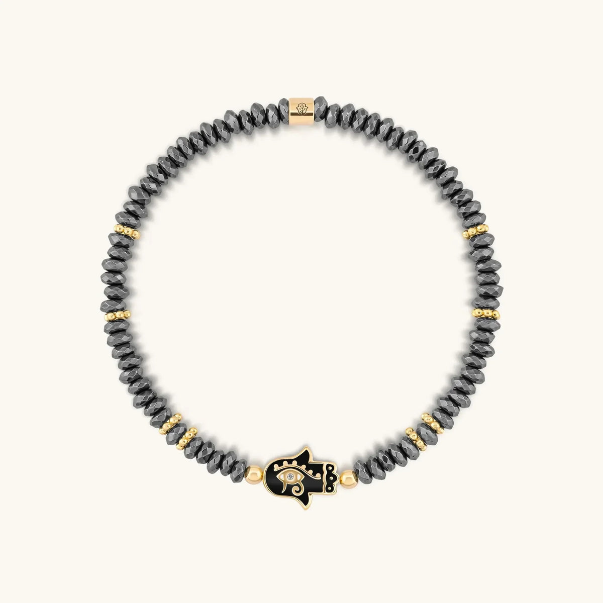 Intuitive Guardian Eye of Horus Hamsa Hematite Bracelet