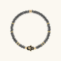 Intuitive Guardian Eye of Horus Hamsa Hematite Bracelet