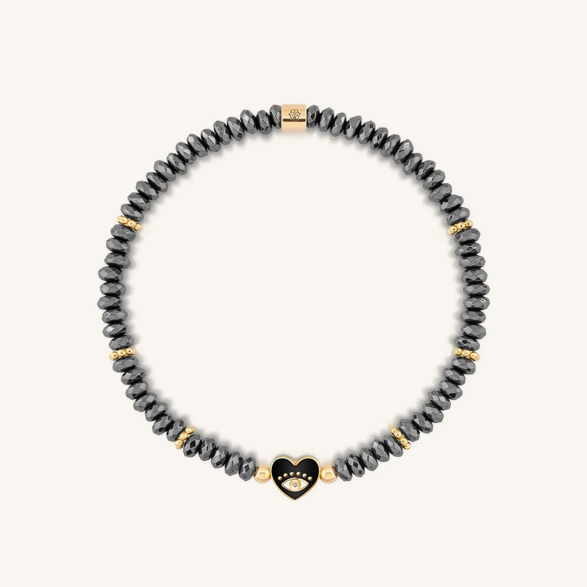 Heartfelt Gaze - Evil Eye Heart Hematite Bracelet