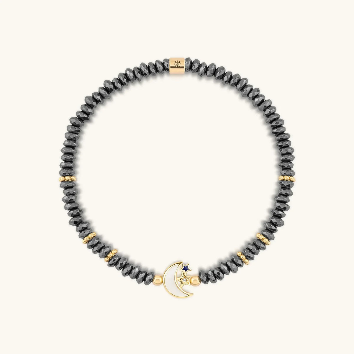Lunar Sanctuary Moon & Star Hematite Bracelet