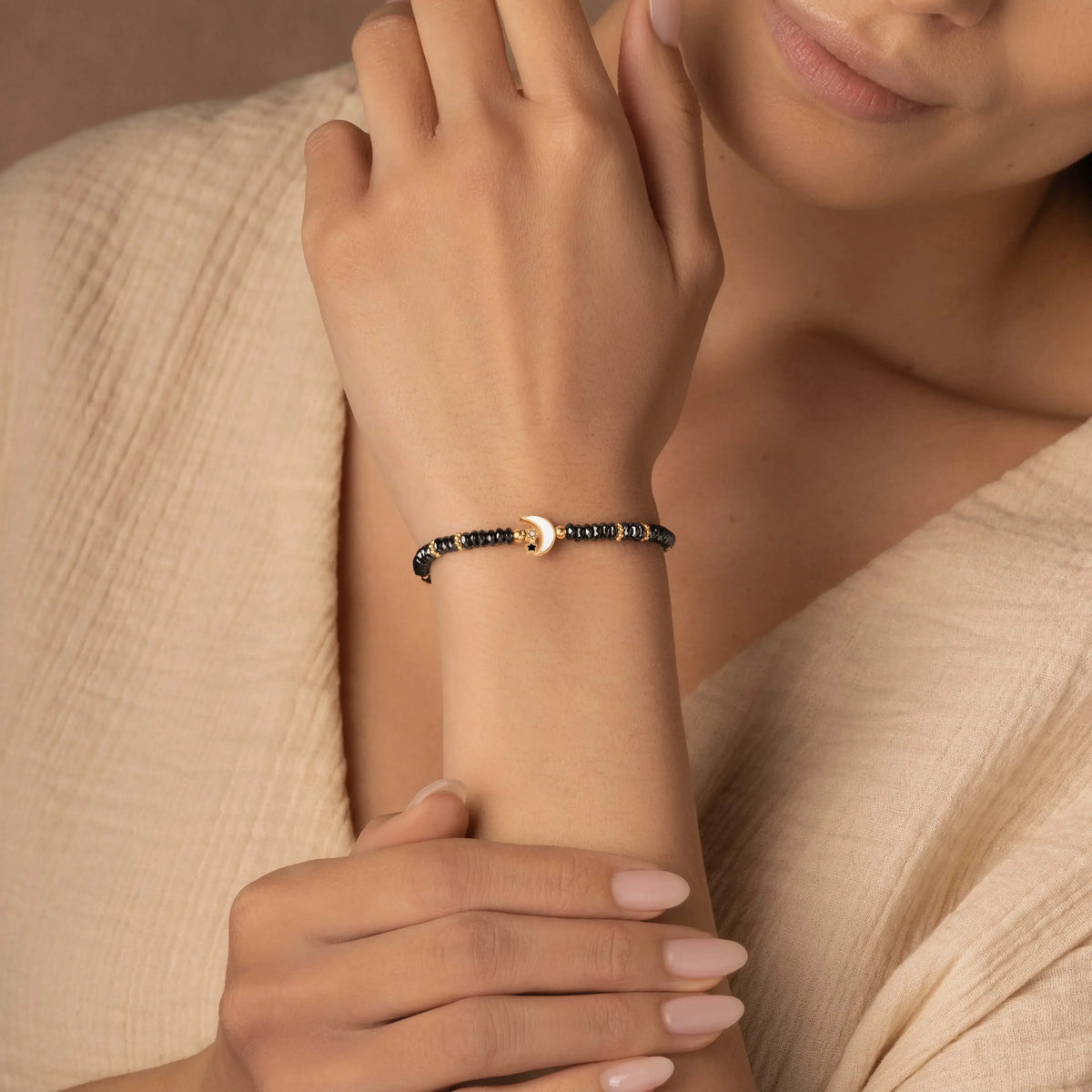 Lunar Sanctuary Moon & Star Hematite Bracelet
