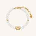 Spiritual Balance Pearl & Mother of Pearl Butterfly Gold Bracelet 1