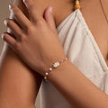 Intentions Aligned Rainbow Moonstone Lotus Gold Bracelet 2