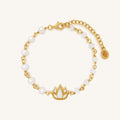 Intentions Aligned Rainbow Moonstone Lotus Gold Bracelet 1
