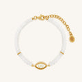 Luminous Harmony Rainbow Moonstone Evil Eye Gold Bracelet 1