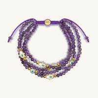 Inner Wisdom Amethyst Hamsa Evil Eye Charm Bracelet