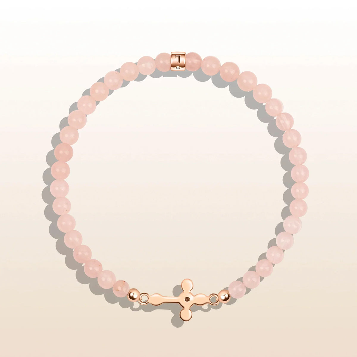 Loyal Support Rose Quartz Diamond Cross Bracelet