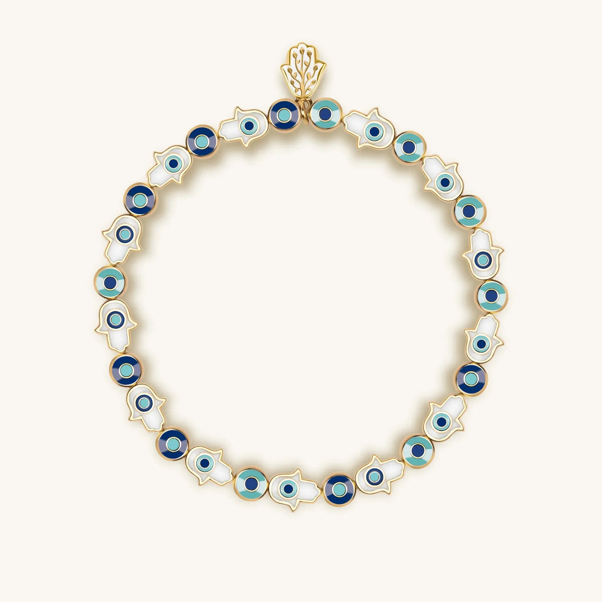 Cradled in Protection Enamel Hamsa Evil Eye Charm Bracelet