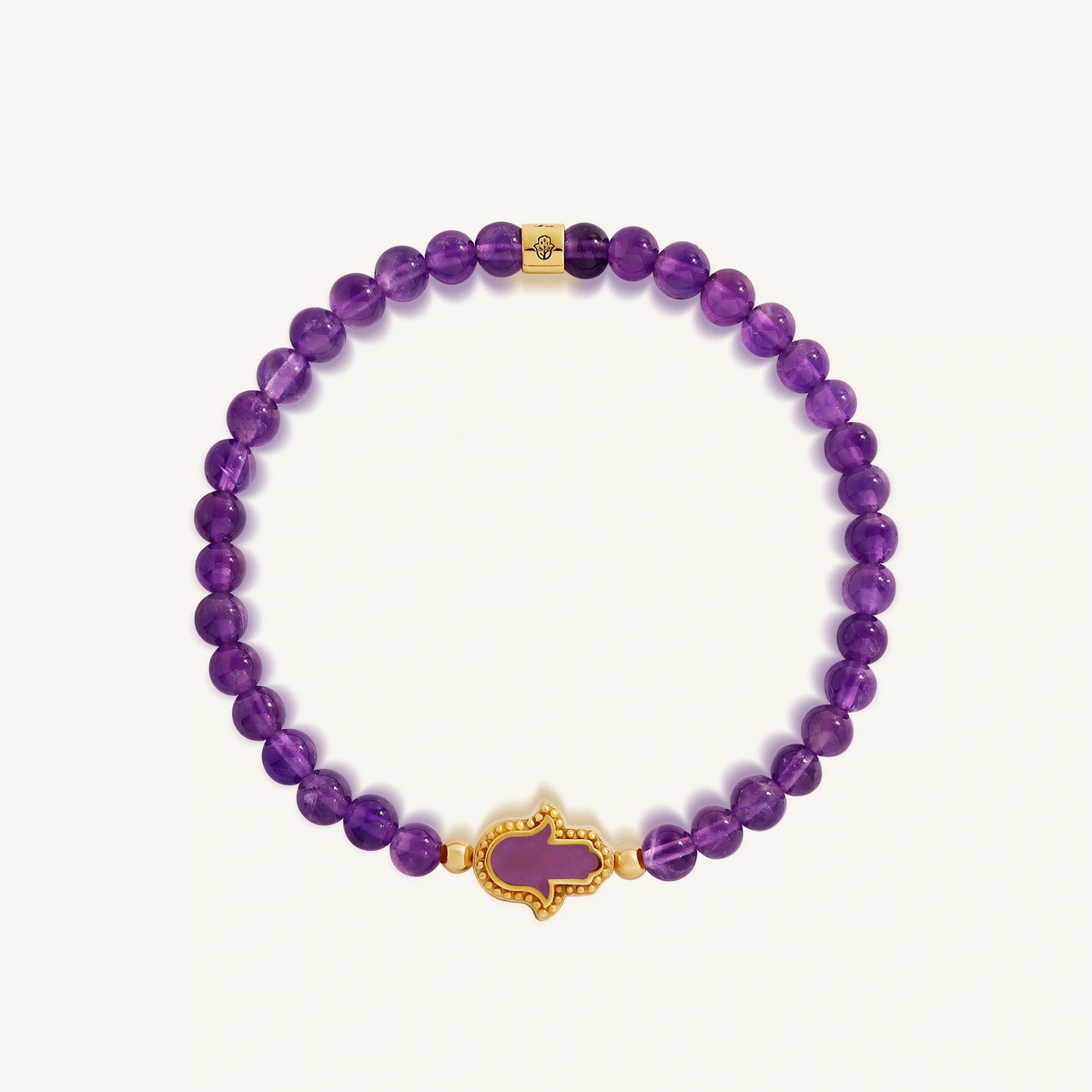Guiding Light Amethyst Hamsa Gold Bracelet