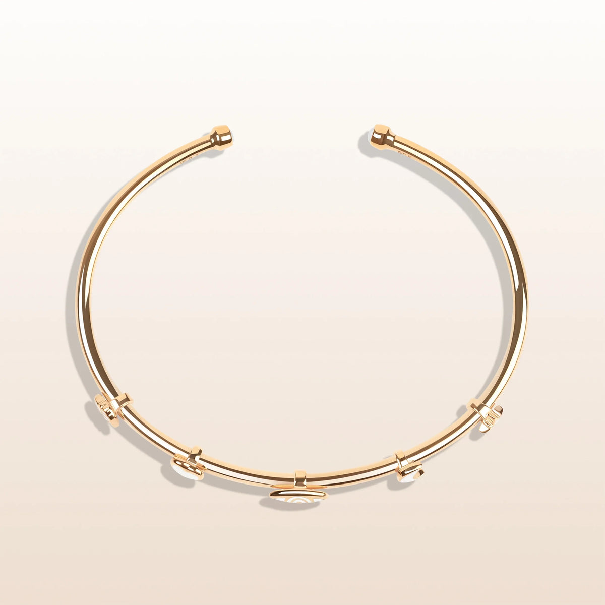 Blissful Light - White Enamel 5 Symbol Moonstone Cuff