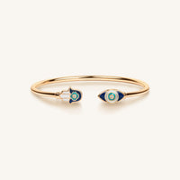 Positive Light Enamel Hamsa Evil Eye Cuff