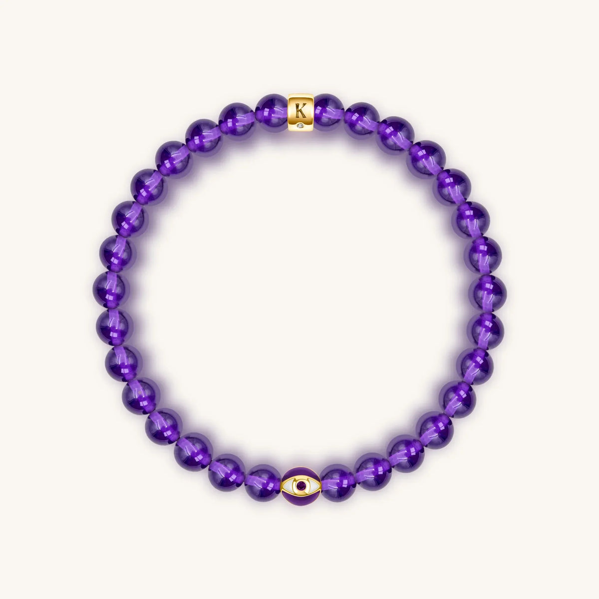 Calming Reflection - Amethyst February Birthstone Evil Eye Bracelet