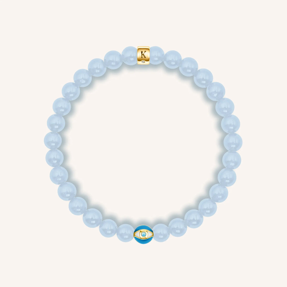 Soothing Rhythm Aquamarine March Birthstone Evil Eye Bracelet