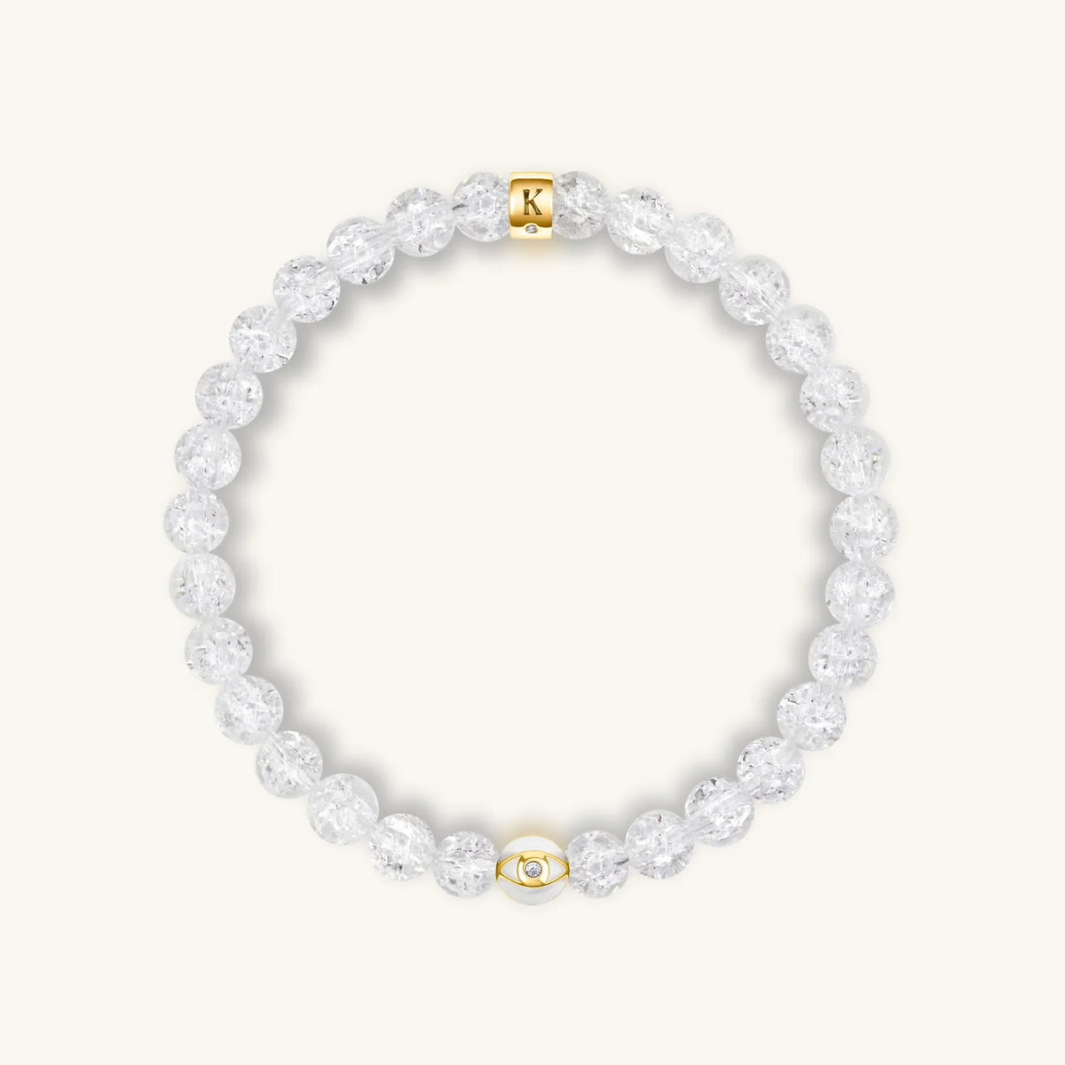 Utmost Clarity Crystal Quartz April Birthstone Evil Eye Bracelet