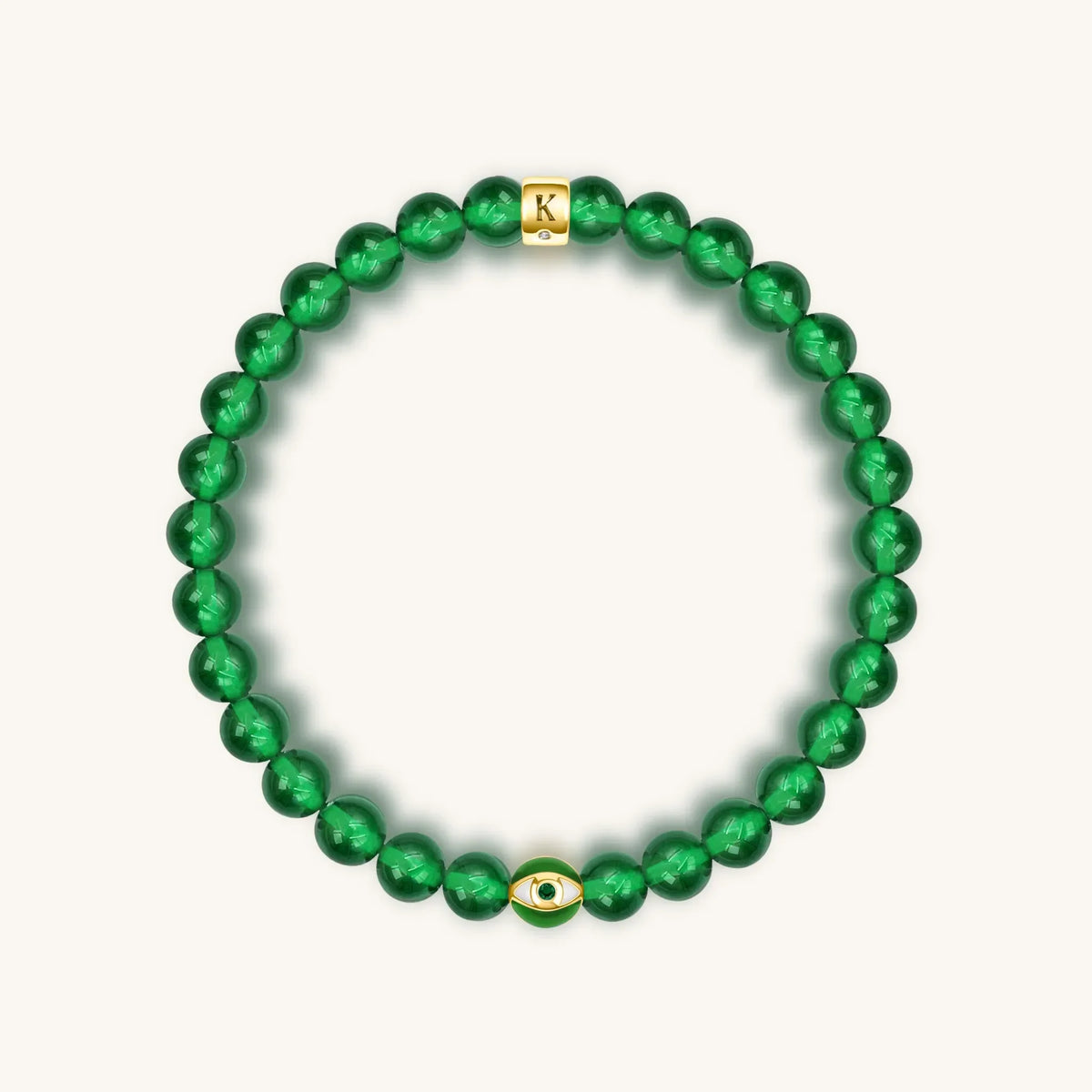 Vital Harmony Emerald Agate May Birthstone Evil Eye Bracelet