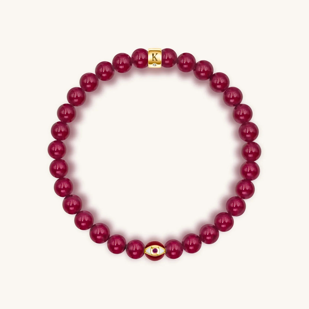 Conscious Motivation Ruby Agate July Birthstone Evil Eye Bracelet