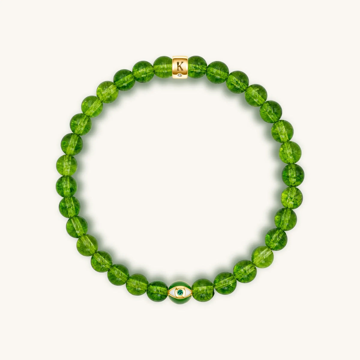 Spiritual Radiance Peridot August Birthstone Evil Eye Bracelet