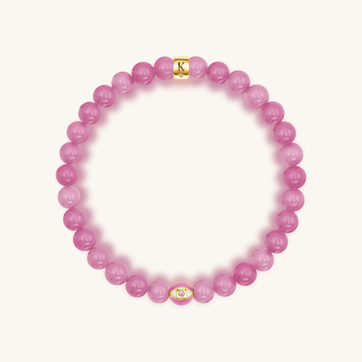 Genuine Peace Pink Tourmaline October Birthstone Evil Eye Bracelet