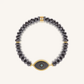 Steady Light Evil Eye Hematite & Aquamarine Gold Bracelet 1