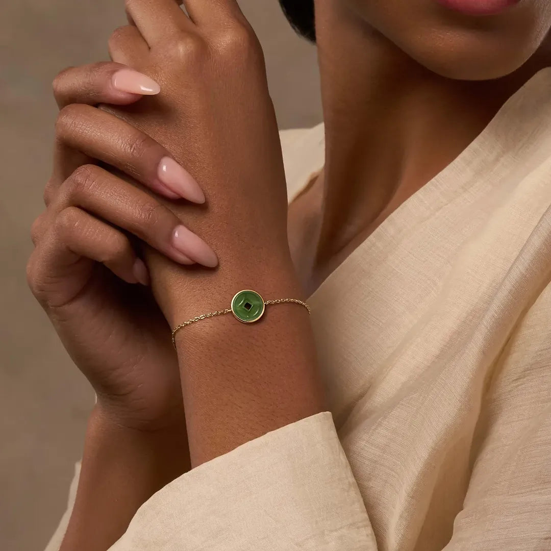 Prosperity Line Jade Coin Bracelet