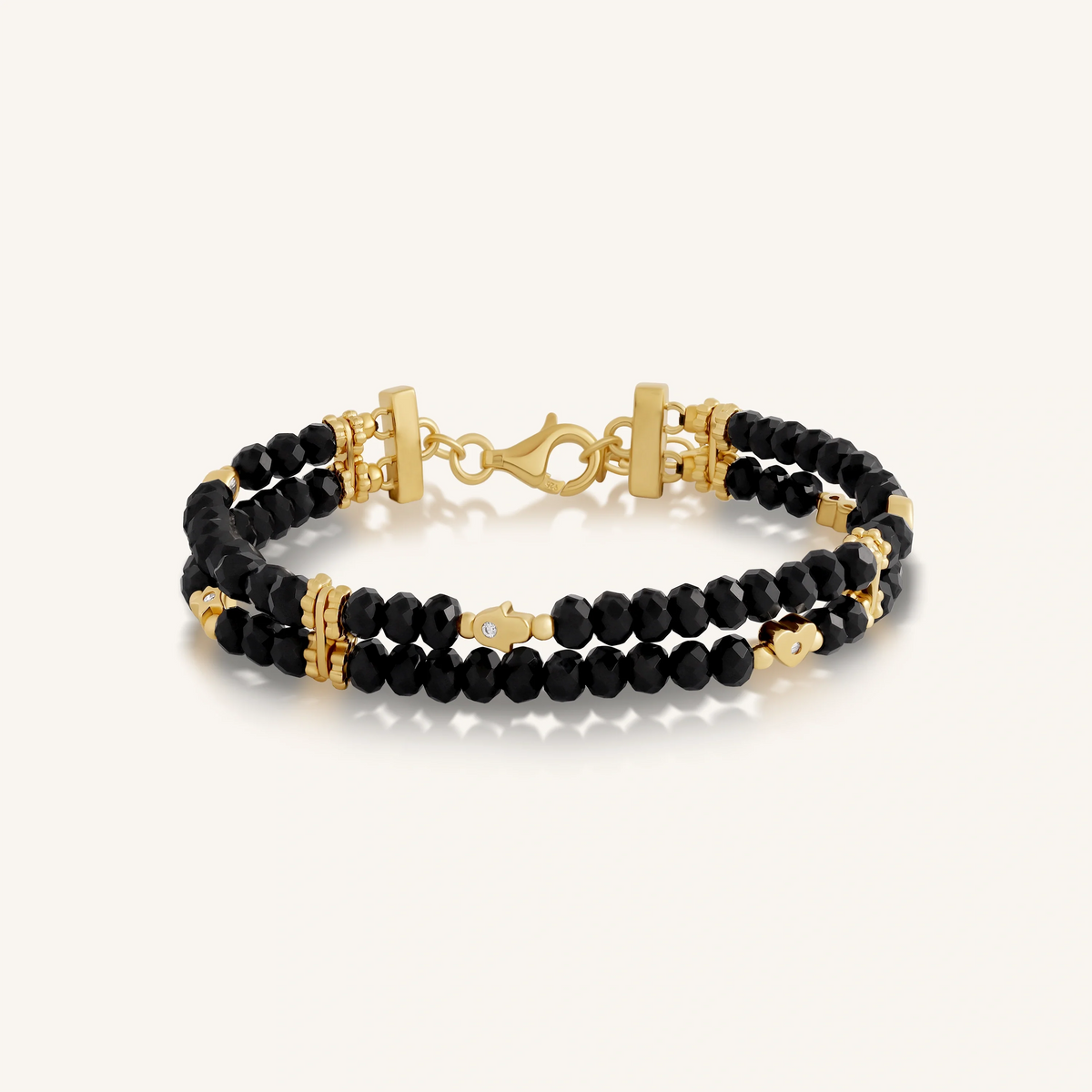Harmony Within Multi-Charm Onyx Bracelet