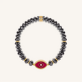 Guardian Flow Evil Eye Hematite & Guava Agate Bracelet 1